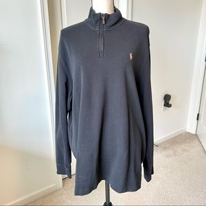 Men’s Black POLO RALPH LAUREN “Estate Rib” 1/4 Zip Sweater—SZ. M/L